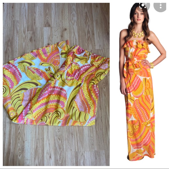 Banana Republic Dresses & Skirts - Banana Republic Trina Turk Maxi Dress Summer 2012 Strapless Orange Yellow Pink
